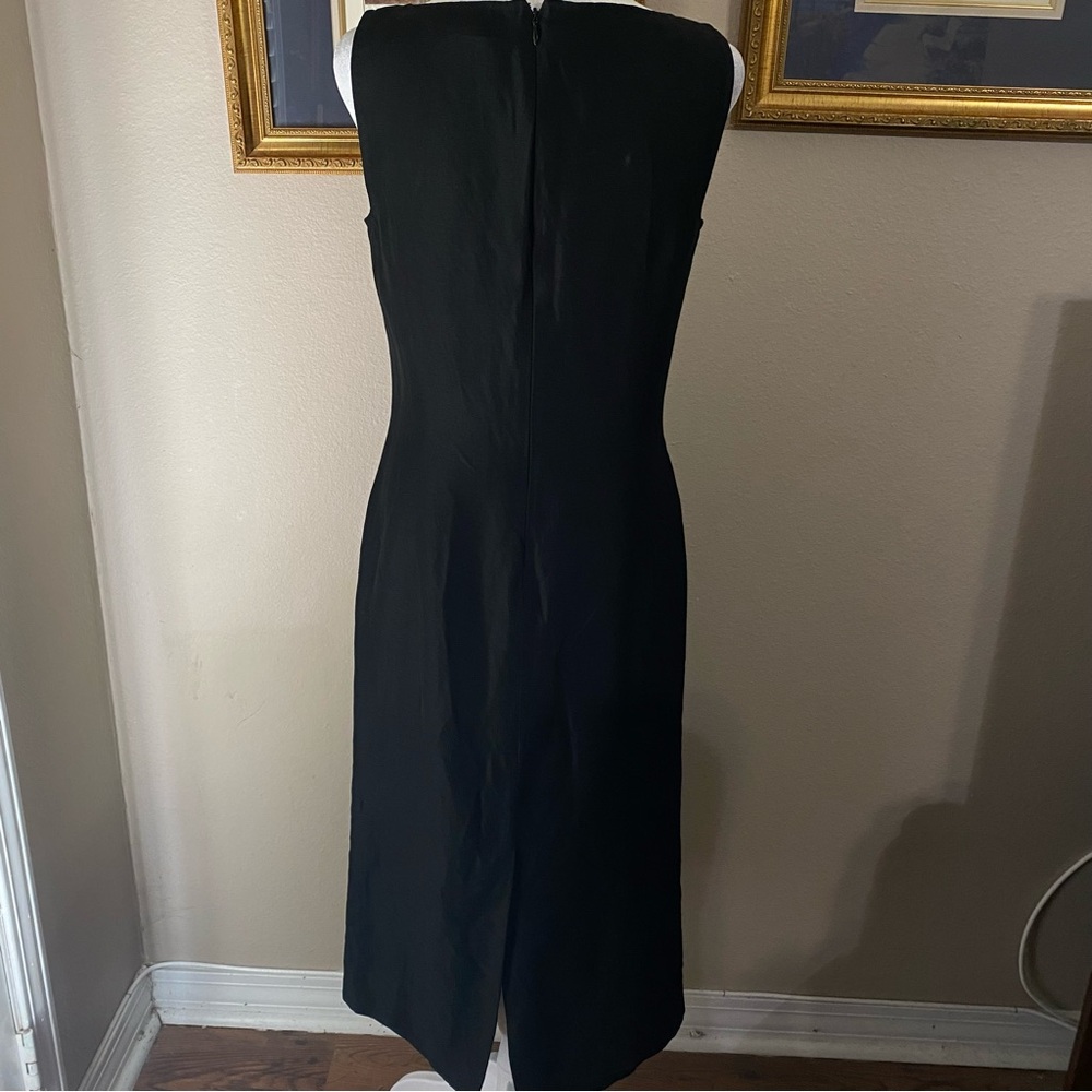 Ann Taylor Size 4 Linen Blend Black Dress Maxi Sleeveless LBD Back Zip & Slit - Picture 5 of 10